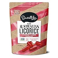 Darrell Lea Soft Australian Made Licorice, Strawberry Flavor, 7 Ounce Bag (Pack of 1) | Non-GMO, No Palm Oil, No Artificial Flavors, Plant-Based, Kosher