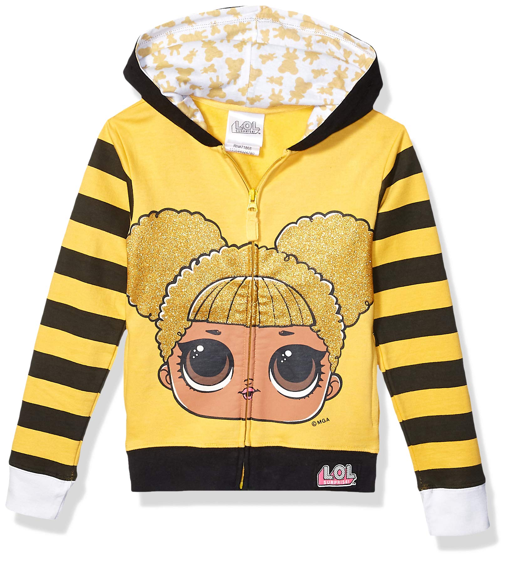 L.O.L. Surprise! Girls' The Glitterati Crystal Queen Big Face Zip-up Hoodie