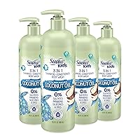 Kids Natural Coconut Oil 3-in-1 Tear Free, Body Wash, Shampoo and Conditioners, No Sulfates, No Parabens, No Silicones, No Dyes, 16.5 Oz Pack of 4