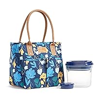 Lunch Bag For Women, Insulated Womens Lunch Bag For Work, Leakproof & Stain-Resistant Large Lunch Box For Women With Container, Zipper Closure, Two Exterior Pockets Summerton Bag Silo Navy