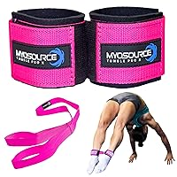 Tumble Pro X Ankle Straps Kit – Cheerleading Standing Tumbling Equipment, Gymnastics Backhandspring Trainer – Includes Flexibility Stunt Stretch Strap – Blue or Pink