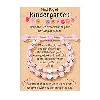 First Day of Kindergarten/School Gifts, Matching Heart Natural Stone Bracelets for Mother Daughter, Mommy and Me Back to School Gifts for GIrls Teens