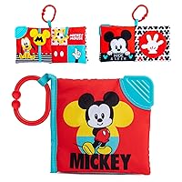 KIDS PREFERRED Disney Baby Mickey Mouse High Contrast Soft Book with On The Go Clip and Teether, 5 Inches, Multicolor (KP81255)