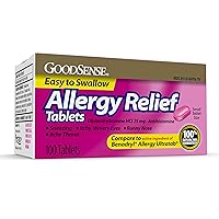 Allergy Relief Diphenhydramine HCl 25 mg, Antihistamine Tablets for Symptoms Due to Hay Fever and Upper Respiratory Allergies, 100 Count