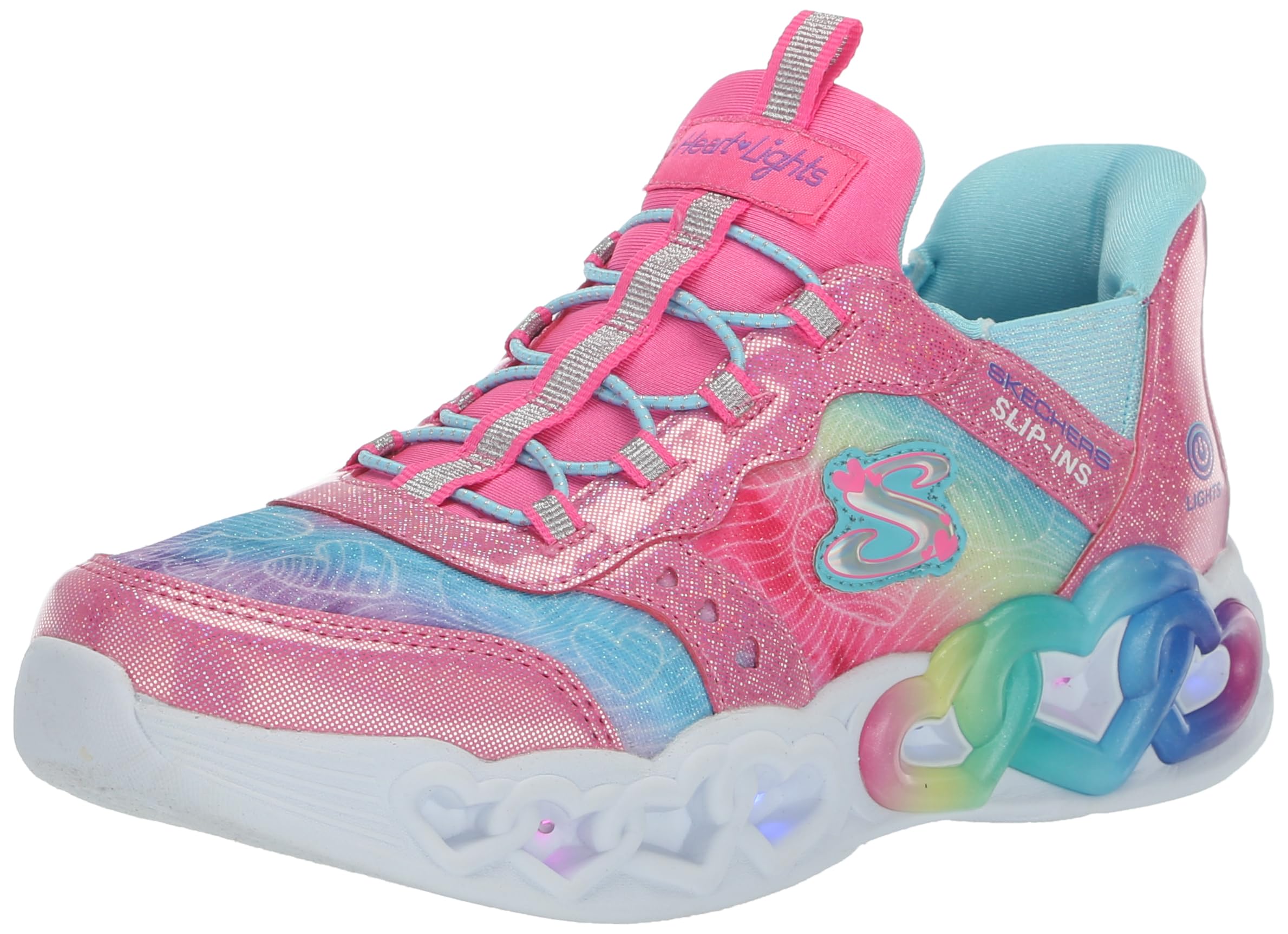 Skechers Unisex-Child Infinite Heart Lights-Eternal Shimmer Sneaker