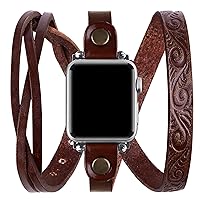 Leather Wrap Band Compatible with Apple Watch 38/40/41/42/44/45/49mm Iwatch Series 8/7/6/5/4/3 Womens Bracelet Strap