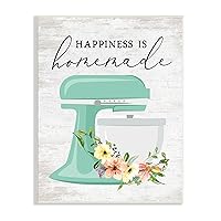 Stupell Industries Happiness is Homemade Phrase Floral Kitchen Stand Mixer, Designed by Lettered and Lined Wall Plaque, 10 x 15, Multi-Color