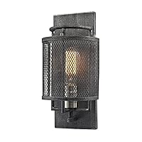 Elk Home Slatington 1-Light Sconce - in Brushed Nickel Finish, with Silvered Graphite Metal Mesh Shade, Transitional Style