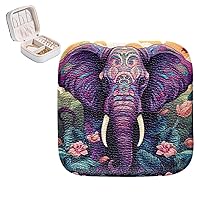 PU Leather Jewelry Box Purple Elephant Portable Travel Jewelrys Organizer Case Earrings Rings Necklaces Display Storage Holder Boxes for Women Girls Bridesmaid Gifts