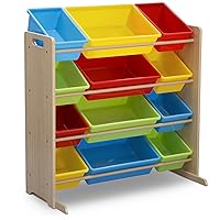 Kids Toy Storage Organizer with 12 Plastic Bins - Greenguard Gold Certified, Natural/Primary