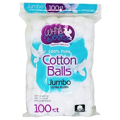 White Dove Cotton Balls, Pure Cotton, 100 Ct (3 Pack)