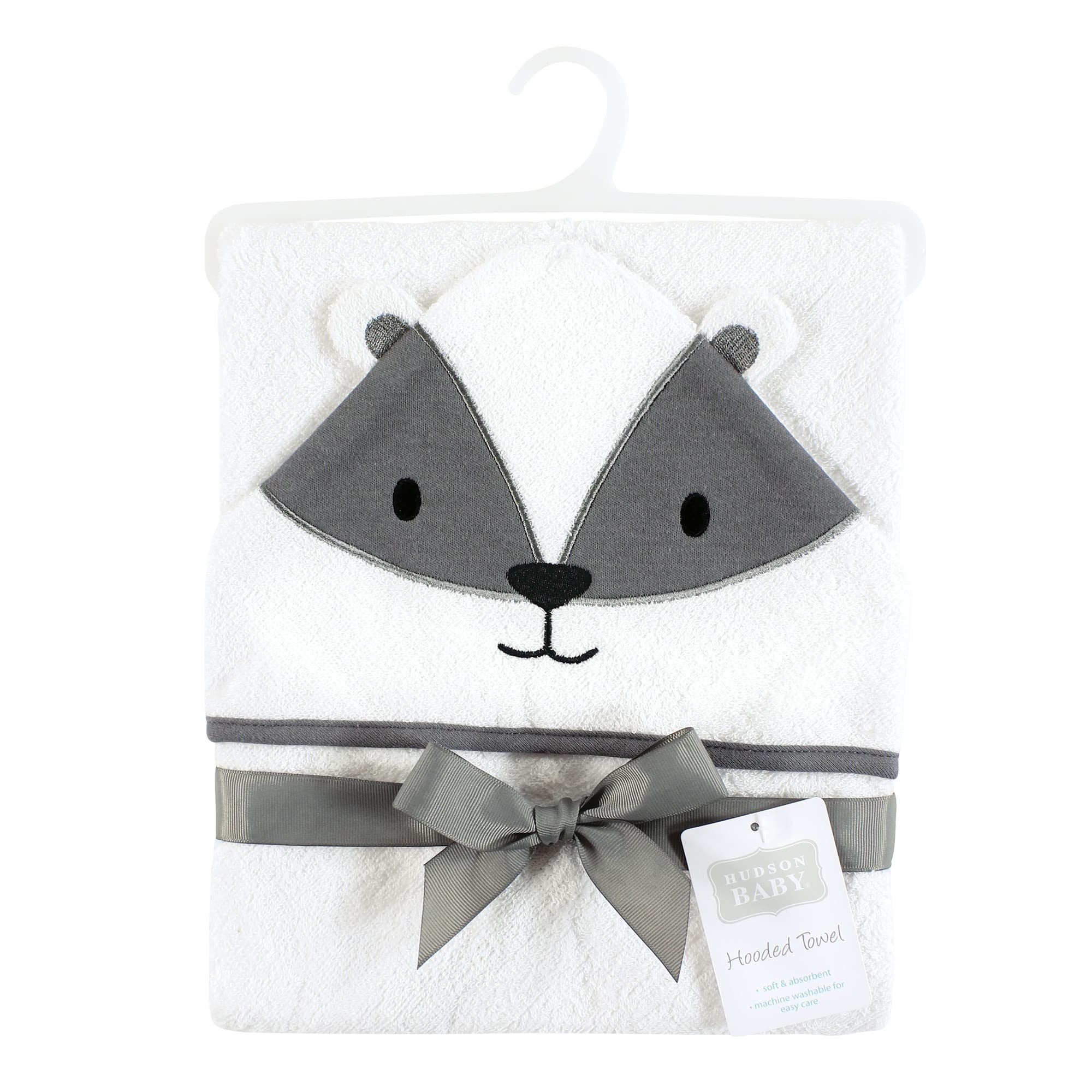 Hudson Baby Unisex Baby Cotton Animal Face Hooded Towel, Badger, One Size