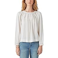 Lucky Brand Womens Lace Peasant Top Reflecting Pond