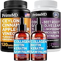 Ceylon Cinnamon (1pk), Liquid Collagen Biotin (2pk), Nitric Oxide (1pk) Supplement Bundle - Potent Vitamins for Heart, Hair, Skin, Nails, Metabolism, & Immune Support - Non-GMO, Vegan, Gluten-Free
