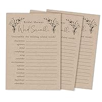 50-Pack Wedding Word Scramble Bridal Shower Game Cards Rustic Kraft Paper Party Wedding Supplies