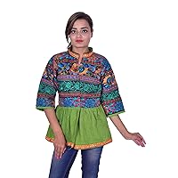 Indian 100% Cotton Jacket Women Banjara Embroidered Work Outwear Green Color