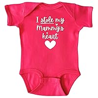 I Stole My Mammy's Heart Pink Infant Bodysuit, Baby Shower Newborn Gift, Pregnancy Reveal Onesie Present, Valentine's or Mother's Day (6M, Short Sleeve, Pink)