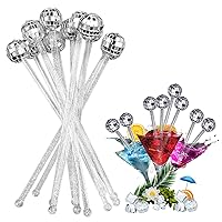 12 Pieces Cocktail Stirrers, Disco Balls Drink Stirrer Plastic Round Top Swizzle Sticks Drink Mixing Stirrers Mirror Disco Ball Drink Stirrer for 70s 80s Disco Party Home Bar Coffee Shop Use