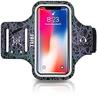 TRIBE Water Resistant Cell Phone Armband Case Running Holder for iPhone Pro Max Plus Mini SE (13/12/11/X/XS/XR/8/7/6/5) Galaxy S Ultra Plus Edge Note (21/20/10/9/8/7/6/5) Adjustable Strap & Key Pocket