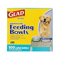 Glad for Pets Disposable Feeding Bowls | Large Disposable Dog Bowls | Dog Food Bowls Made from Recyclable Material in Teal Pattern | 3.5 Cup Feeding Size, 100 Count
