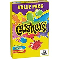 Gushers Fruit Flavored Snacks, Strawberry and Tropical Flavors, 12 ct
