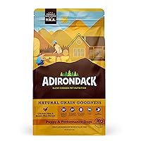 Adirondack Puppy Food for Puppies and Performance Dogs Made in USA [Natural Dog Food for All Breeds and Sizes], Chicken Meal & Brown Rice Recipe, 4 lb. Bag, 00800