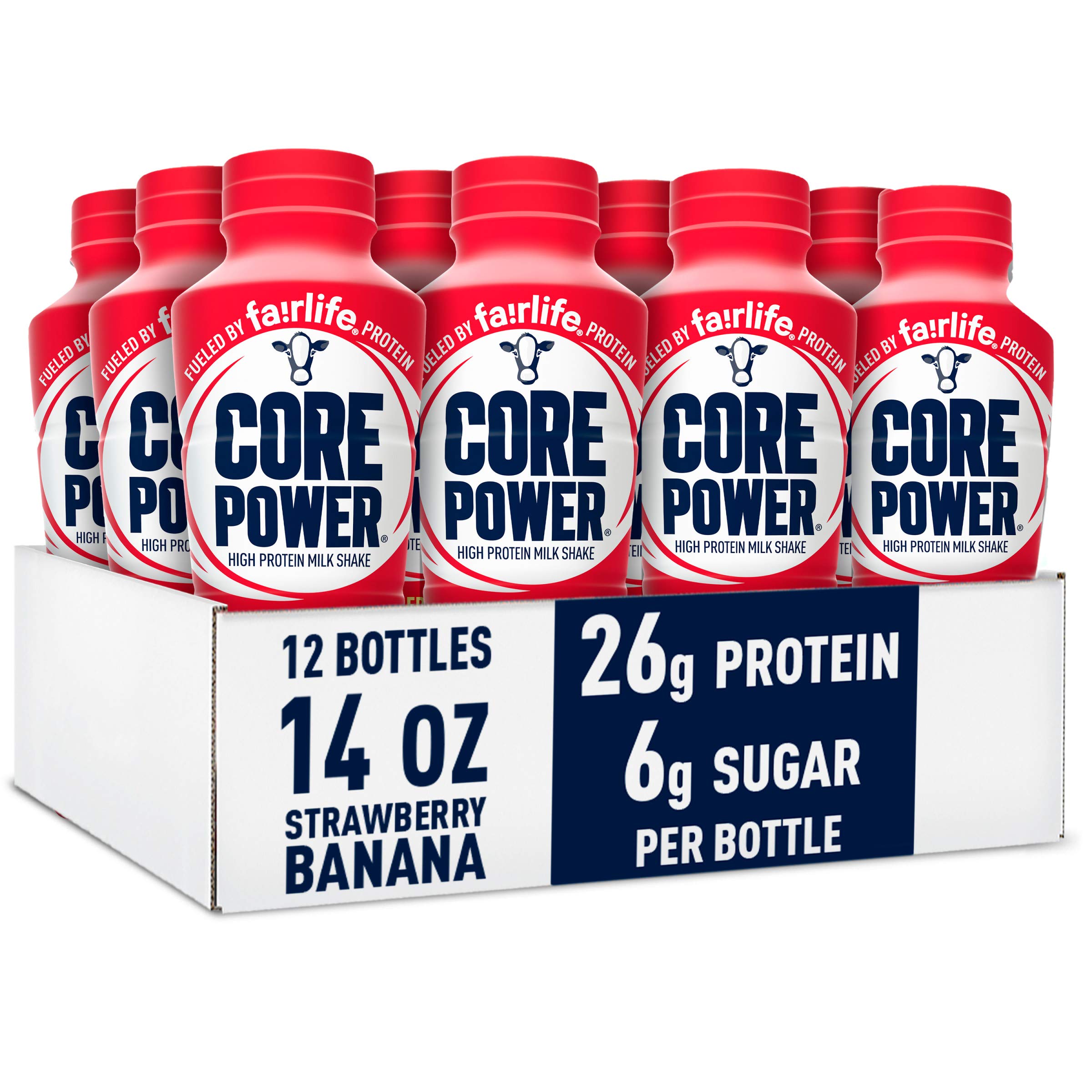 Fairlife Core Power 26g Protein Milk Shakes, Ready To Drink for Workout Recovery, Strawberry Banana, 14 Fl Oz (Pack of 12)