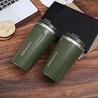 304 Stainless Steel Second-Generation Coffee Cup Office Portable Tea Cup Business Gift Advertising Vacuum Vacuum Thermos Cup Green (500ML)