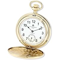 Charles-Hubert, Paris 3907-GRR Premium Collection Gold-Plated Stainless Steel Polished Finish Double Hunter Case Mechanical Pocket Watch