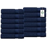 Towels Cotton Washcloths Set 100% Organic Cotton, GOTS Certified Premium Quality Face Cloths, Feather Touch Technology Highly Absorbent and Soft Feel Fingertip Towels, Pack of 12