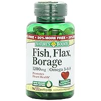 Nature's Bounty Omega 3-6-9 Fish Flax Borage 1200mg Softgel, 72-Count Bottle (Pack of 2)