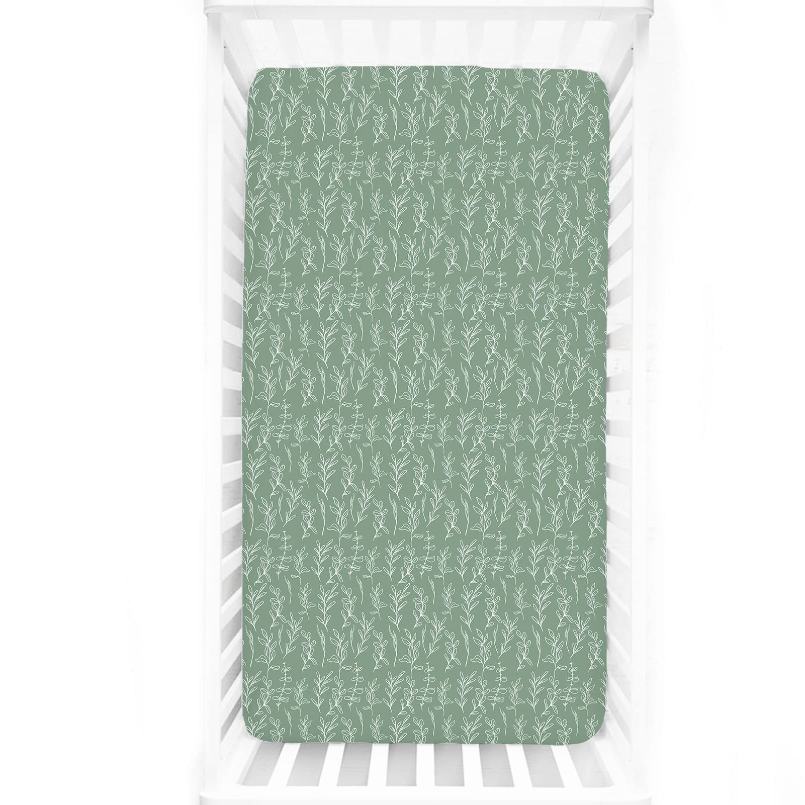 HNHUAMING Green Sage Nursing Pillow Cover, Baby Diaper Changing Pad Cover Cradle Mattress Sheets,Crib Sheet