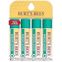 Burt's Bees Lip Balm Mothers Day Gifts for Mom - Medicated With Eucalyptus Oil and Menthol, Tint-Free, Natural Origin Lip Care, 4 Tubes, 0.15 oz.