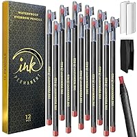 Waterproof Eyebrow Mapping Pencils for Permanent Makeup, Microblading, and Blades Henna Applications 12 Piece Brow Mapping Peel Off Pencil Set with Shaper/Sharpener and For Marking (Red)