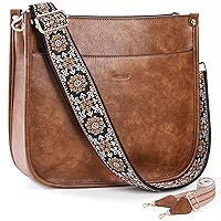 HKCLUF Crossbody Bags for Women Designer Leather Hobo Handbags With 2 Adjustable Leopard Guitar Strap Shoulder Bucket Bags