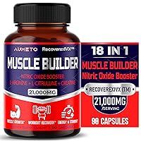 Nitric Oxide Booster 21,000mg with L-Arginine, L-Citrulline, Creatine Monohydrate, Beetroot - Advanced 18-in-1 Formula for Muscle Growth & Recovery & Endurance* - Made in USA (90 Count (Pack of 1))