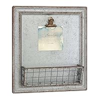 Beach House Galvanized Metal Wall Decor with Basket, 15.2x13.2 Inches, Grey