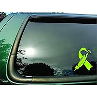 Ribbon Flying Birds Lime Green Lymphoma Cancer - Die Cut Vinyl Window Decal/sticker for Car or Truck 5.5