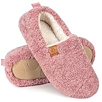 EverFoams Women’s Soft Curly Full Slippers Memory Foam Lightweight House Shoes Cozy Loafer with Polar Fleece Lining