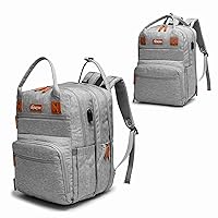 Rabjen Diaper Bag Backpack, Transformable Baby Bag, Spacious Enough for Twins' Stuff, Multifunction Back Pack, Gray