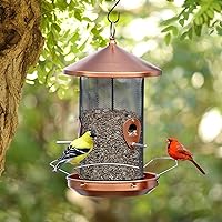 Wild Bird Feeders for Outdoors Hanging - 12.6inch Large Metal with Copper,Bird Lover Birthday Gifts for Women/Mom/Grandmom/Mother…