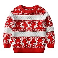 Large Sweatshirt Toddler Christmas Boys Girls Winter Long Sleeve Cartoon Deer Jacquard Knit Sweater Warm Sweater