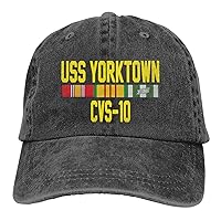 USS Yorktown Cvs-10 with Vietnam Service Ribbons Unisex Baseball Cap Adjustable Dad Hat Denim Hat Trucker Hat