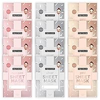 Freeman Limited Edition Christmas Metallic Sheet Masks, Variety 12 Pack, Brightening Gold, Purifying Silver, Soothing Rose Gold, Perfect for Wife, Spouse, Girlfriend, or Daughter