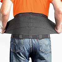 OMAX Lumbar Back Brace Immediate Lower Back Pain Relief, Dual Adjustable Support Belt for Men/Women for Work, Breathable Mesh Waist Brace for Herniated Disc, Sciatica, Black, X Large 43
