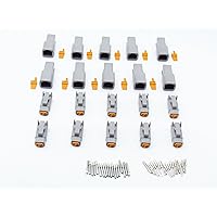 10 Sets DTM 2 Pin Male&Female auto Connector Wire Guage from 20-26AWG with Terminals Pins DTM06-2S DTM04-2P(Gray)