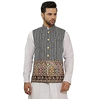 WINTAGE Men's Cotton Silk Beige Modi Nehru Jacket