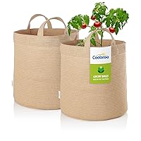 2-Pack 10 Gallon Heavy Duty Plant Tomato Potato and Other Vegetables and Fruits Breathable Fabric Grow Planter Pot Bag with Handles, Desert Sand