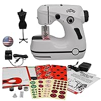 Ladybug - Marinette's Mini Sewing Machine For Beginners And Kids, Dual Speed Portable Machine with Miraculous Fabric, Black Mannequin, Superhero Mask Cutouts, And Foot Pedal (Wyncor)