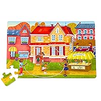 Upbounders- Fun Outside 48 Piece Floor Puzzle, Multicultural Beginner Jigsaw Puzzle with African American Children Boys Girls at Play, Ages 4+